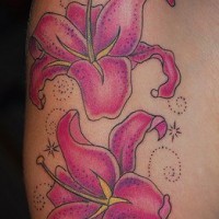 Pink lilies flowers tattoo