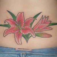 Lily flower and blossom on lower back