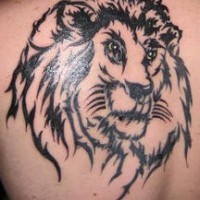 Black tribal lion on back