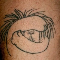 Minimalistic hiding lion tattoo
