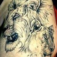 Lion and his cub  tattoo