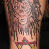 Rastafari dread lion tattoo