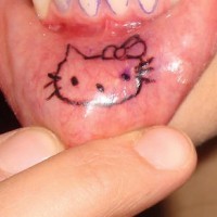 Lip tattoo, little black hello kitty