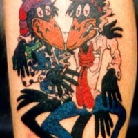 Rolling stones as cartoon crows tattoo