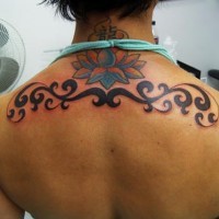 Lotus flower with hindu tracery on back
