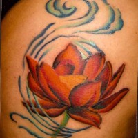 Orange lotus in wind tattoo