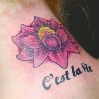 Purple lotus with french writings on neck