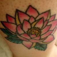 Classic style pink lotus tattoo