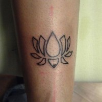 Minimalistic black line lotus tattoo
