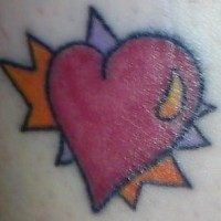 Red heart in triangle tattoo