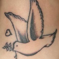 Peace dove with heart tattoo