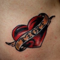 Mom in red heart classic tattoo