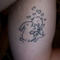 Animal love cartoonish tattoo