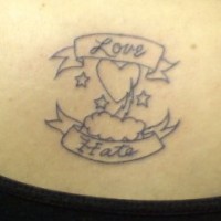 Love and hate with heart on cloud tattoo
