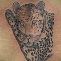 Tatuaggio nero bianco sulla lombo il leopardo