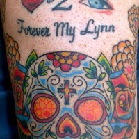 Dia de muertos colourful skull lover tattoo