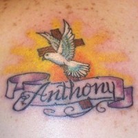 White dove and cross memorial tattoo