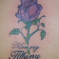 Purple rose memorial tattoo