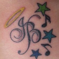 Initials with stars tattoo