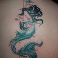 Elegant mermaid tattoo on back