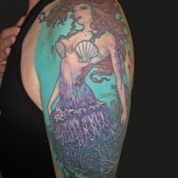 Mermaid with jellyfish tail tattoo