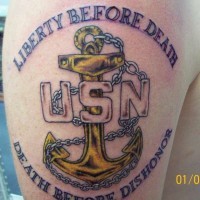 Usm military tattoo with golden anchor