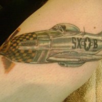 Military fighter airplane tattoo