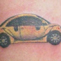 Yellow volkswagen beetle tattoo