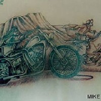 Biker and horseman race tattoo