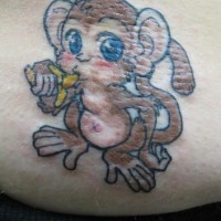 Monkey tattoo on buttocks