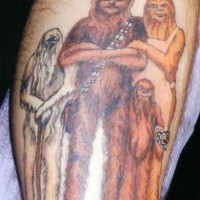 Chewbacca family coloured tattoo