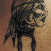 Old indian woman profile tattoo