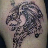 Tatouage d'une fille indienne et un aigle