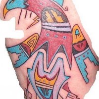 Tribal indian coloured bird tattoo