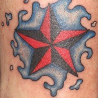 Red star and water tattoo