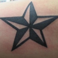 Qualitative black pentagram tattoo