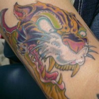 Oldschool Tattoo eines bösen Tigers
