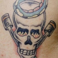 Oldschool Schlange auf Schädel Tattoo