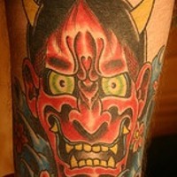 Old school tattoo art of red angry demon