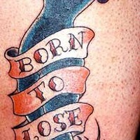 Old school tattoo with sexy girl and inscription born to lose