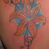 Orange stragezer lily tattoo
