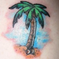 Simple tatuaje palmera en color