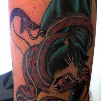 Panther kämpft Schlange qualitative Tattoo