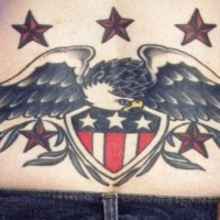 Patriotic usa eagle lower back tattoo
