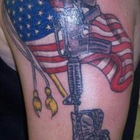 Fallen soldier and usa flag tattoo