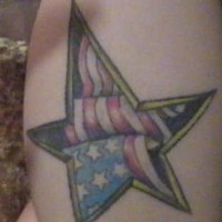 American flag in star tattoo
