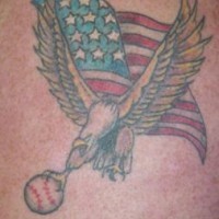Baseball eagle and usa flag tattoo