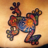Pretty nice colorful frog tattoo