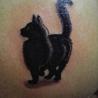 Fluffy black cat tattoo