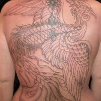 Phoenix black ink artwork tattoo